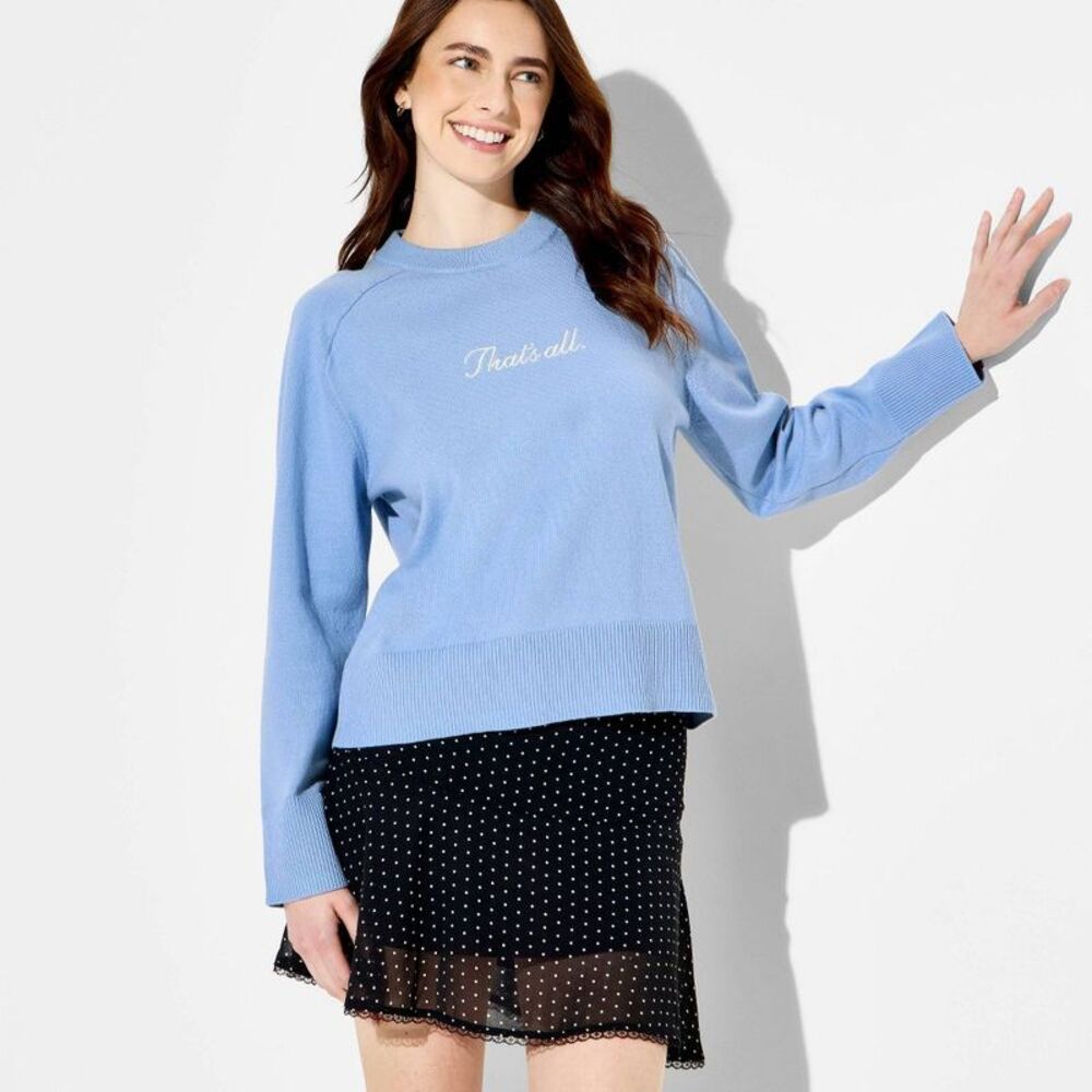 Women's "That's All" Graphic Pullover Sweater - Sky Blue XXL